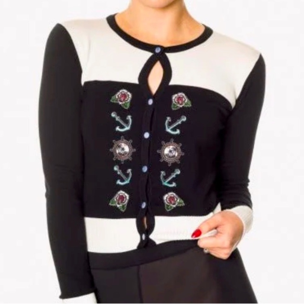 EUC Banned Apparel ‘Lock and Key' Black and White Contrast Cardigan XL